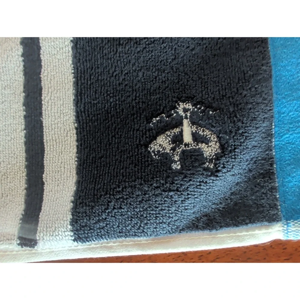 Brooks Brothers Nautical Stripe Dark Blue and White Bath Mat Bathroom Rug